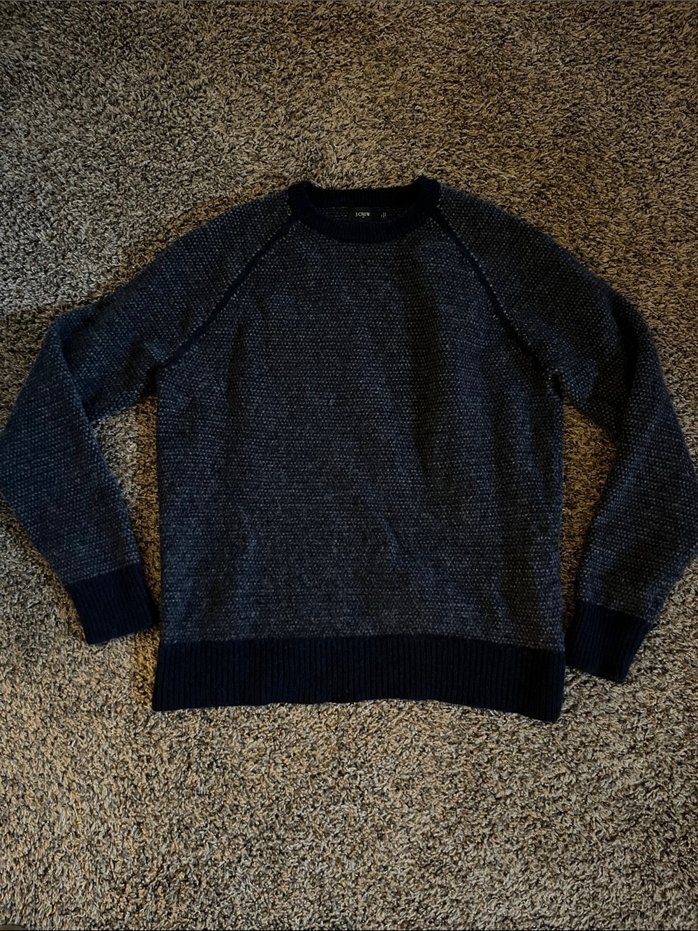 J. Crew Men's Navy Wool Heather Crew Sweater